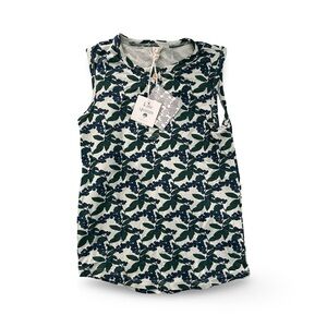 NWT Kate Quinn Blue and Green Floral Top